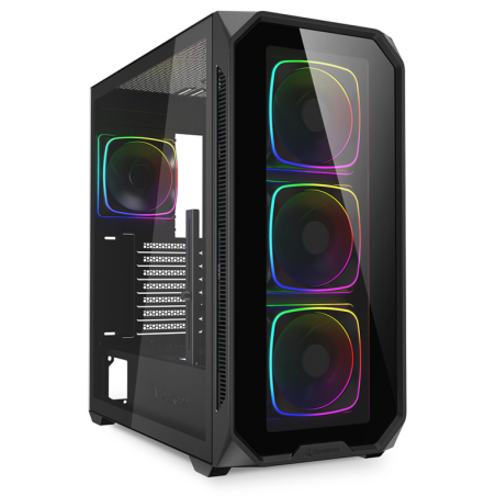 CAJA GAMING SHARKOON AK5G RGB ATX NEGRO 4XVENT 120MM 3XUSB SN FUENTE