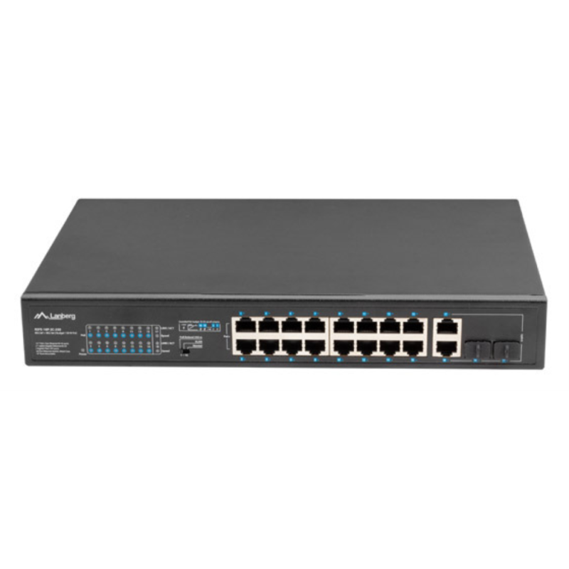 SWITCH LANBERG 18 PTOS 100MB 16xPOE 2x GBIT ETHER 250W RACK 19