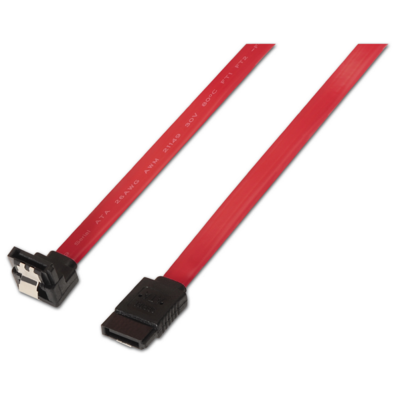 CABLE AISENS SATA III DATOS 6G DATOS ACODADO ANCLAJES ROJO 05M