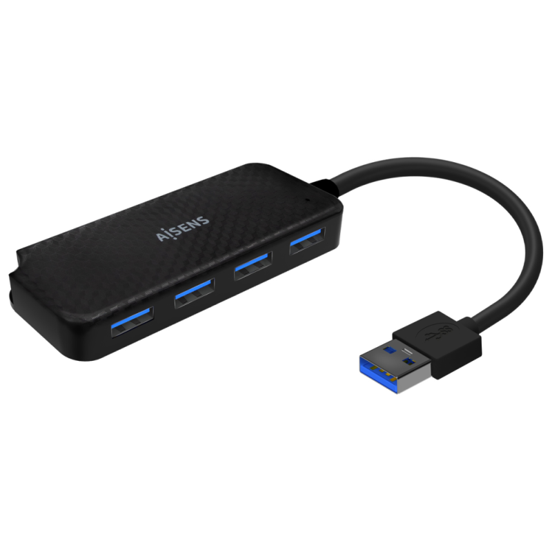 HUB AISENS USB 30 TIPO A M 4XTIPO A H NEGRO 15CM