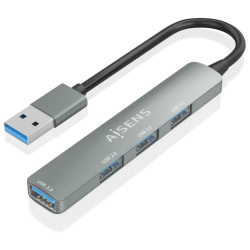 HUB AISENS USB 30 ALUMINIO 1XUSB30 A H 3XUSB20 A H GRIS 10CM