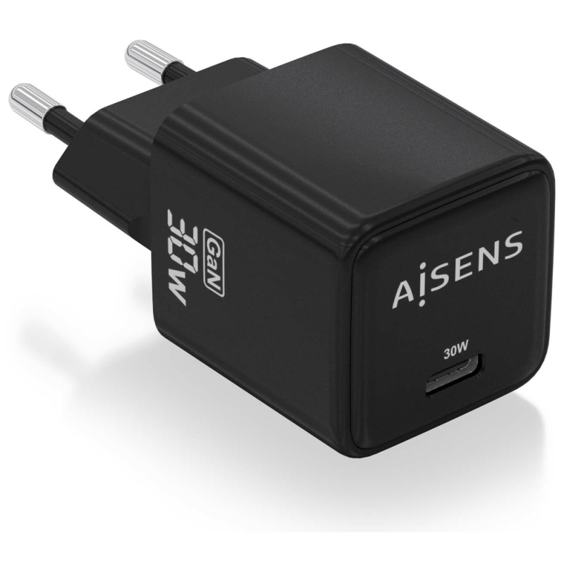 CARGADOR AISENS GAN 30W 1XUSB C PD30 QC40 NEGRO