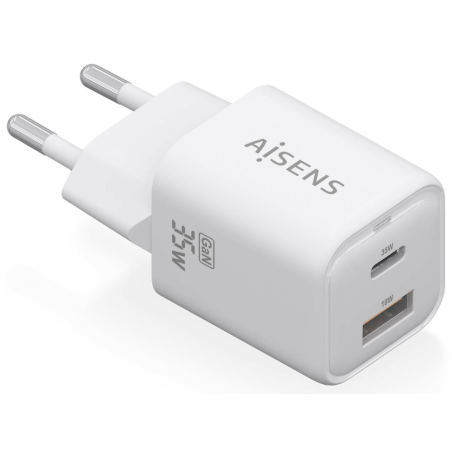 CARGADOR AISENS GAN 35W 1XUSB C PD30 QC40 1XUSB A QC30 BLANCO