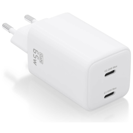 CARGADOR AISENS GAN 65W 2XUSB C PD30 QC40 BLANCO