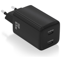 CARGADOR AISENS GAN 65W 2XUSB C PD30 QC40 NEGRO