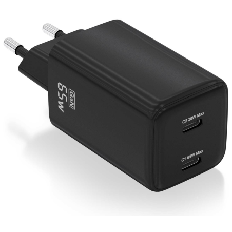 CARGADOR AISENS GAN 65W 2XUSB C PD30 QC40 NEGRO