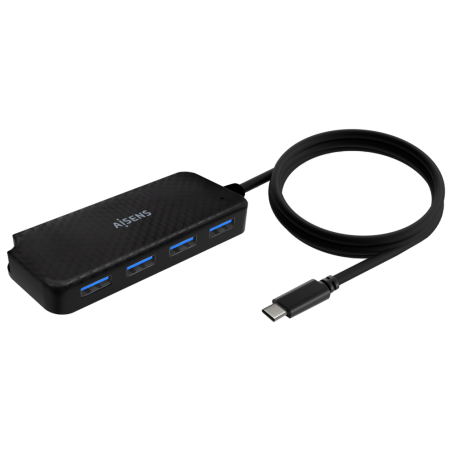 HUB AISENS USB 31 USB C USB C M 4XTIPO A H NEGRO 60CM