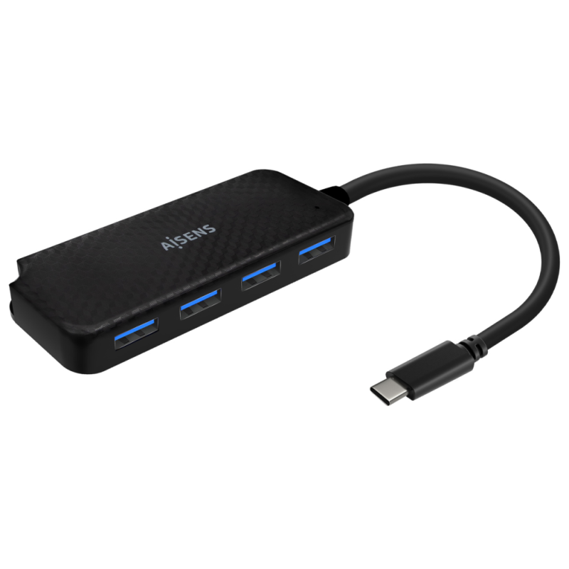 HUB AISENS USB 31 USB C USB C M 4XTIPO A H NEGRO 15CM