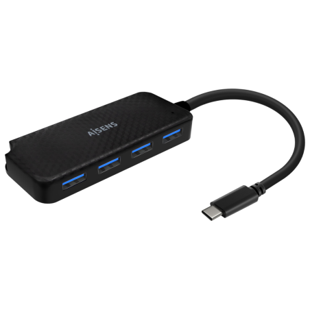 HUB AISENS USB 31 USB C USB C M 4XTIPO A H NEGRO 15CM