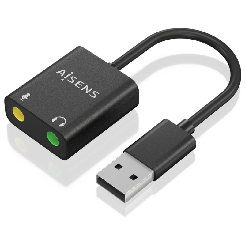 CONVERSOR AISENS USB A A AUDIO 48KHZ USB A M 2XJACK 35 H NEGRO 10CM