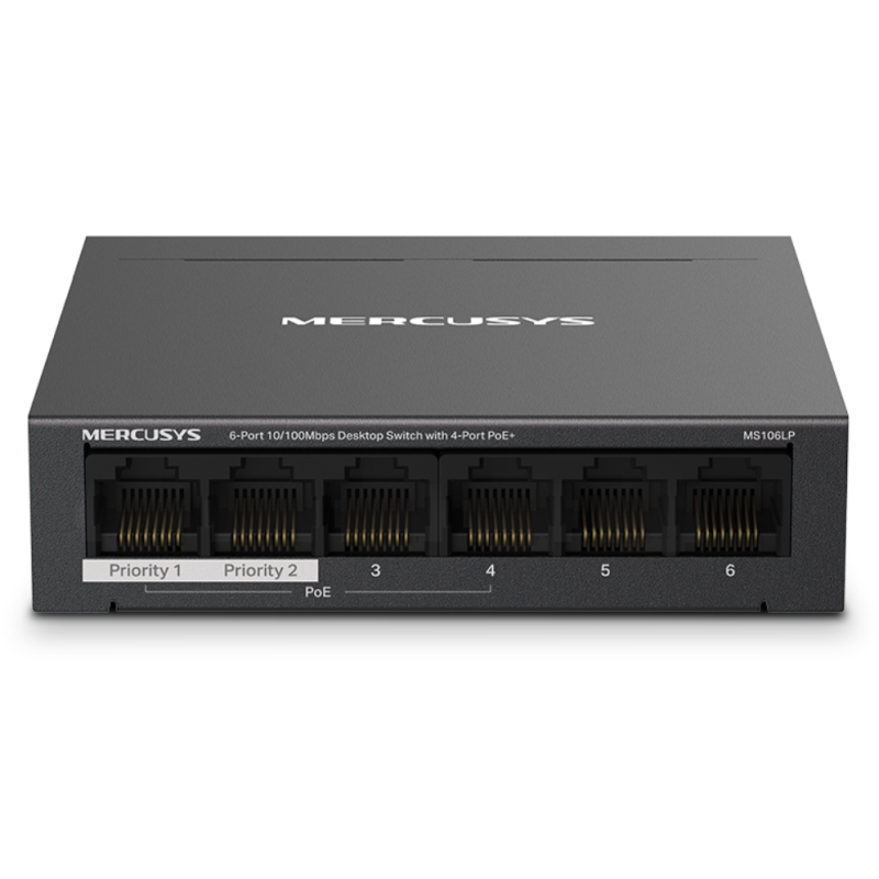 SWITCH MERCUSYS MS106LP 6 PUERTOS 10 100MBPS Y 4 PUERTOS POE