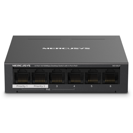 SWITCH MERCUSYS MS106LP 6 PUERTOS 10 100MBPS Y 4 PUERTOS POE