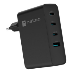 CARGADOR NATEC RIBERA GAN 100W 3XUSB C 1XUSB A PD30 QC30 NEGRO