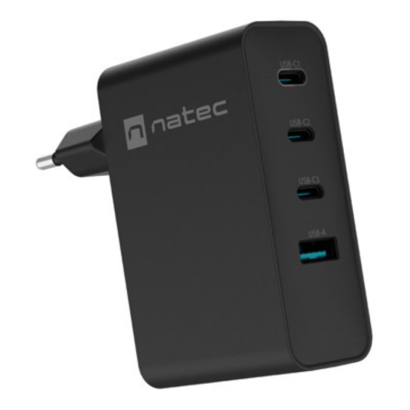 CARGADOR NATEC RIBERA GAN 100W 3XUSB C 1XUSB A PD30 QC30 NEGRO