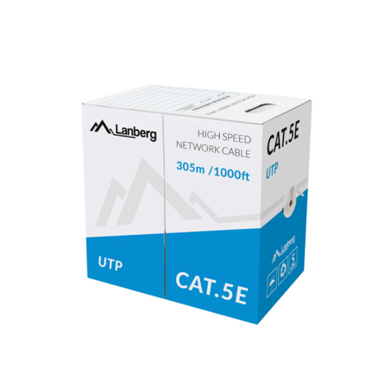BOBINA CABLE RED LANBERG UTP RJ45 100 MB S TRENZADO CCA AWG24 305M GRIS