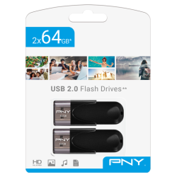 USB 20 PNY TWIN PACK 2x64GB ATTACHE 4 NEGRO