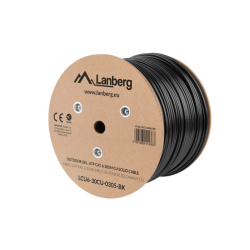 BOBINA CABLE RED LANBERG EXTERIOR UTP RJ45 CAT6 GEL FILLED CU AWG24 305M NEGRO