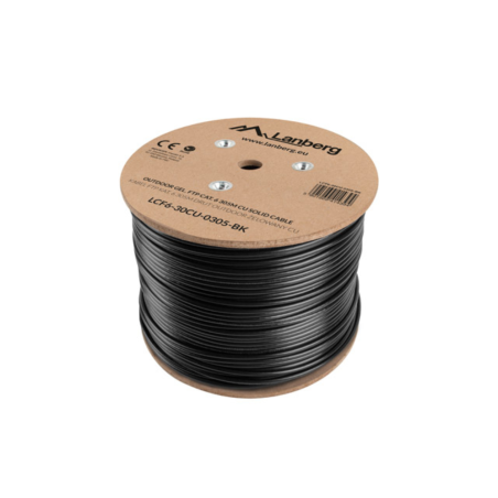 BOBINA CAT6 LANBERG OUTDOOR FTP RJ45 COBRE GEL FILLED FLUKE AWG24 305M NEGRO