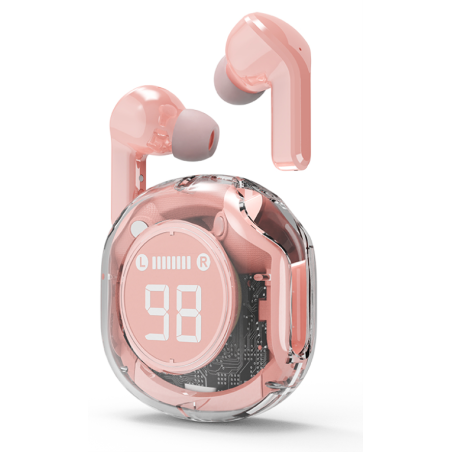 AURICULARES GEMBIRD TWST 01 PK TRANSPARENTES ROSA BT