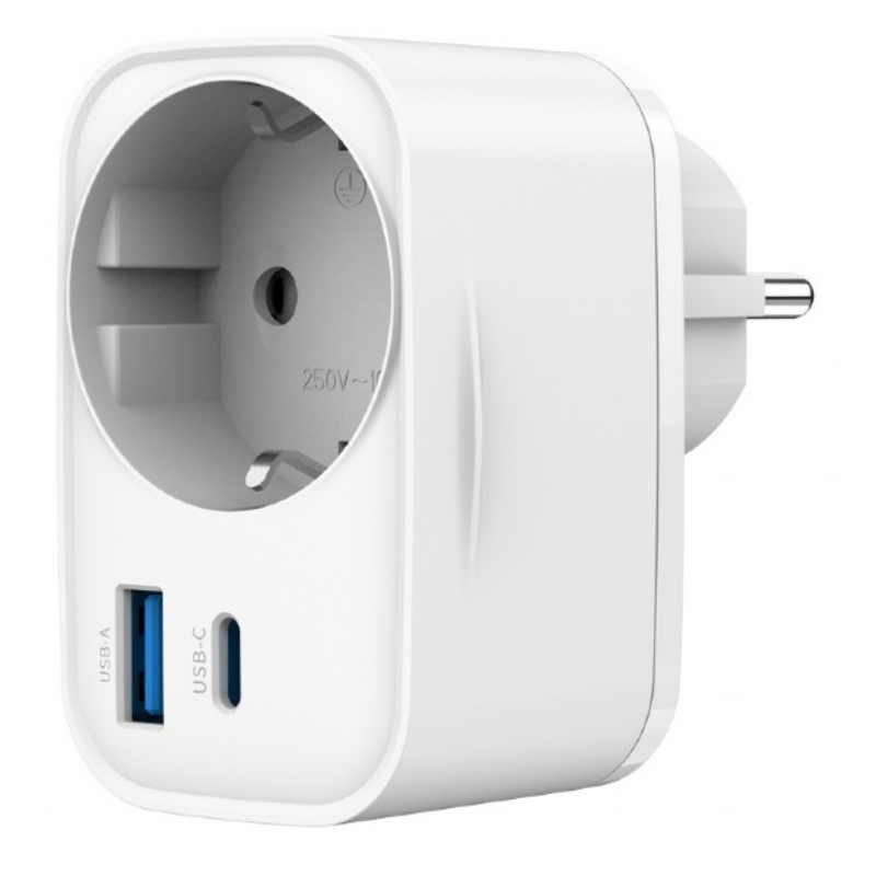 CARGADOR RAPIDO GEMBIRD USB DE 2 PUERTOS CON TOMA DE CA DE PASO 20 W BLANCO
