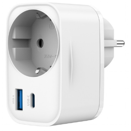 CARGADOR RAPIDO GEMBIRD USB DE 2 PUERTOS CON TOMA DE CA DE PASO 20 W BLANCO
