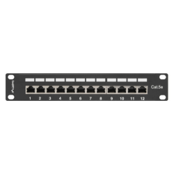 PATCH PANEL LANBERG 12 PUERTOS 1U 10 CAT5E BLINDADO NEGRO