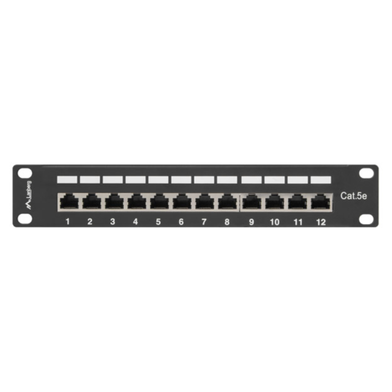 PATCH PANEL LANBERG 12 PUERTOS 1U 10 CAT5E BLINDADO NEGRO