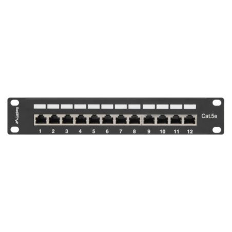PATCH PANEL LANBERG 12 PUERTOS 1U 10 CAT5E BLINDADO NEGRO