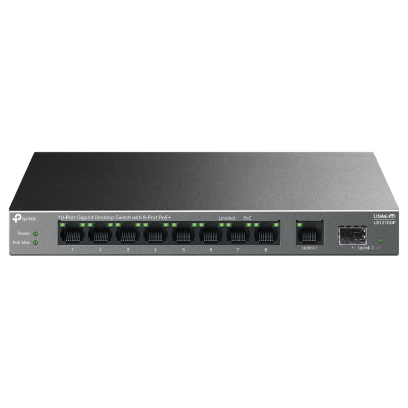 SWITCH TP LINK LS1210GP 8 PUERTOS 10 100 CON 2 PUERTOS GIGA NO POE
