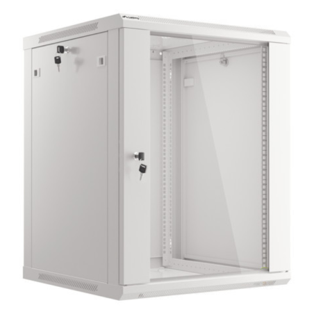 ARMARIO LANBERG MURAL RACK 19 15U 600X600 FLAT PACK GRIS PUERTA CRISTAL