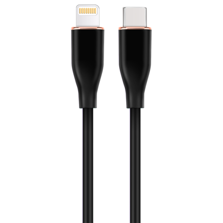 CABLE DE CARGA Y DATOS GEMBIRD USB TIPO C A 8 PINES DE SILICONA PREMIUM 15M BK