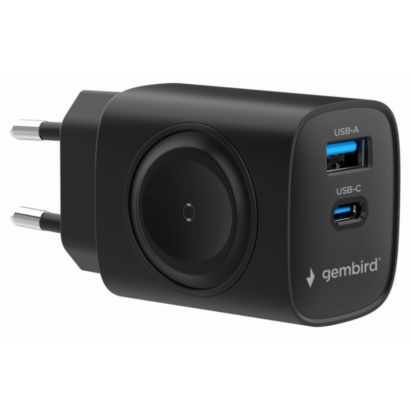 CARGADOR GEMBIRD 2 1 USB CARGA RAPIDA APPLE WATCH NEGRO