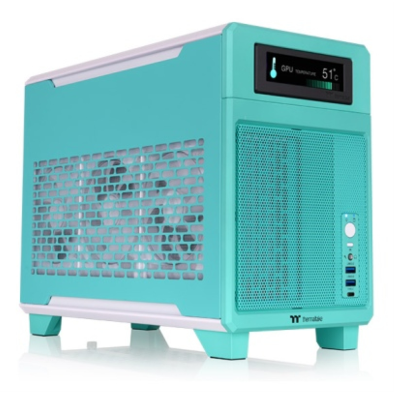 CAJA MICRO ATX THERMALTAKE TR100 USBC X 1 USB 30 X 2 SN FUENTE ROSA AZUL