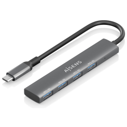 HUB AISENS USB 31 USB C USB C M 4XTIPO A H GRIS 15CM