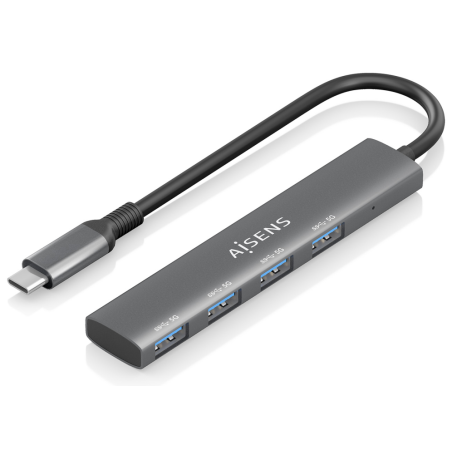 HUB AISENS USB 31 USB C USB C M 4XTIPO A H GRIS 15CM