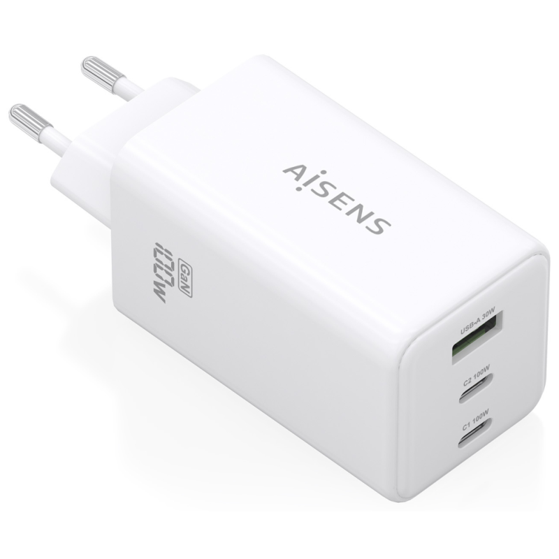 CARGADOR GAN AISENS 100W 2XUSB C PD30 QC40 QC50 1XUSB A QC30