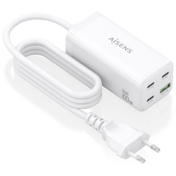CARGADOR GAN AISENS SOBREMESA 100W 3XUSB C PD30 QC40 QC50 USB A QC30