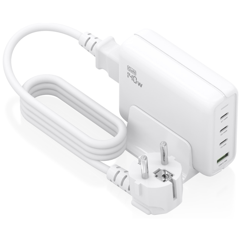 CARGADOR GAN AISENS SOBREMESA 140W 3XUSB C PD31 QC40 QC50 USB A QC30