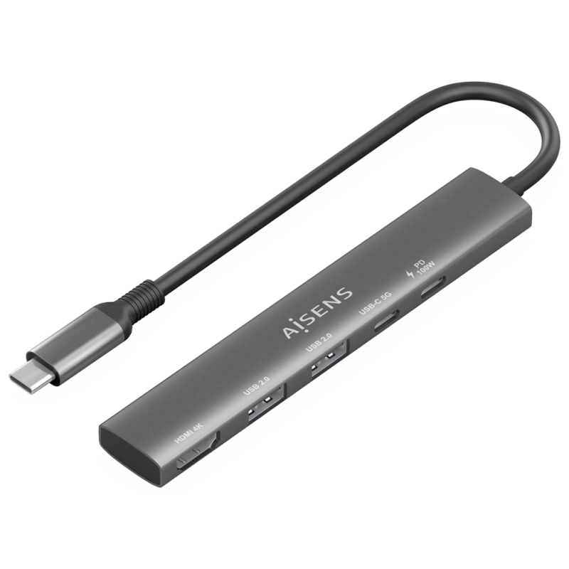 USB C DOCK AISENS 5 EN 1 USB C A 1XHDMI 2XUSB A 1XUSB C 1XPD 15CM