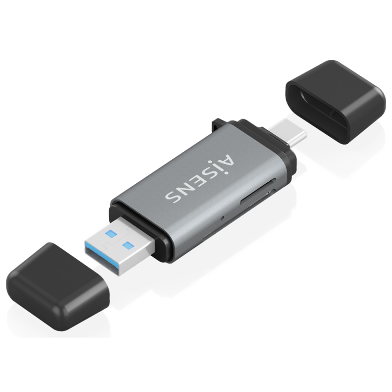 LECTOR TARJETAS AISENS SD MICRO SD MMC RS MMC MMC MICRO USBA USBC GRIS