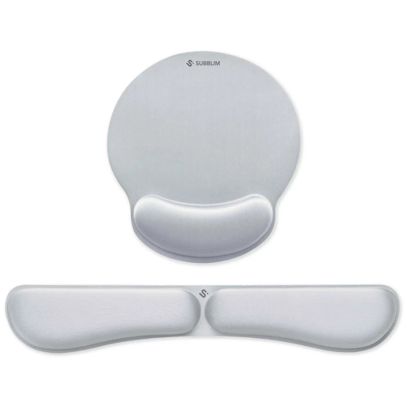 PACK SUBBLIM ERGO MEMORYFLEX REPOSAMUNECAS TECLADO Y RATON PLATA