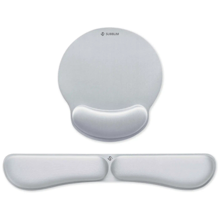 PACK SUBBLIM ERGO MEMORYFLEX REPOSAMUNECAS TECLADO Y RATON PLATA