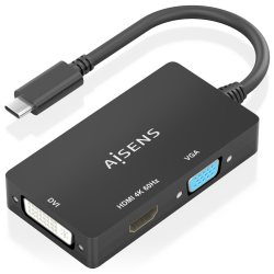 CONVERSOR AISENS USB C A DVI H HDMI H VGA H NEGRO 15CM
