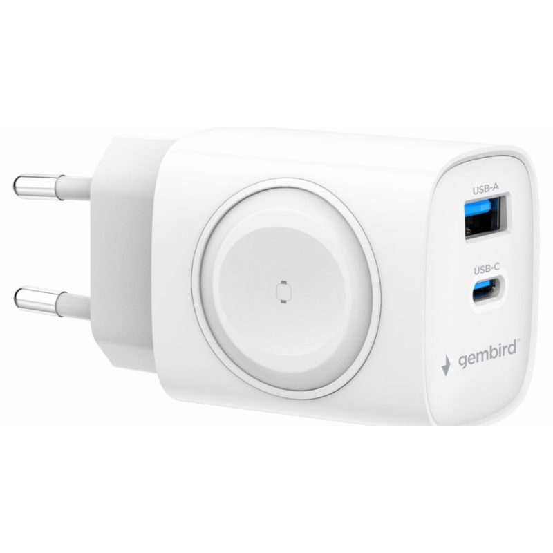 CARGADOR GEMBIRD 2 1 USB CARGA RAPIDA APPLE WATCH BLANCO