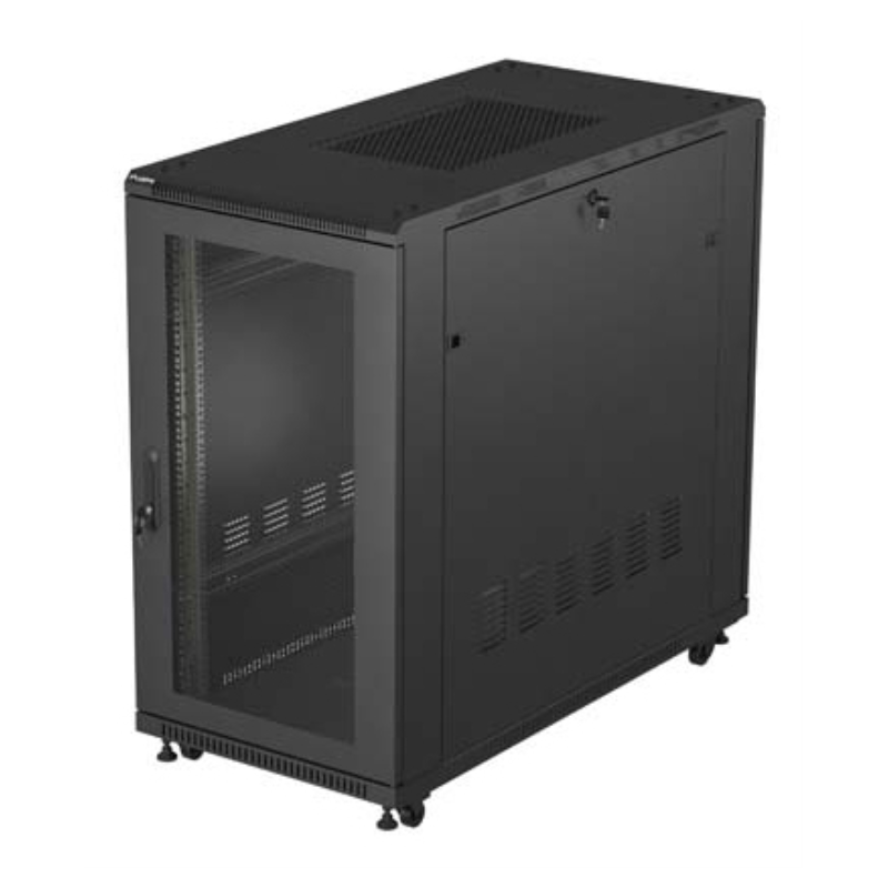 ARMARIO LANBERG RACK 19 22U 600X1200 FLAT PACK PUERTA PERFORADA NEGRO