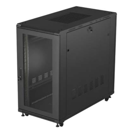 ARMARIO LANBERG RACK 19 22U 600X1200 FLAT PACK PUERTA PERFORADA NEGRO