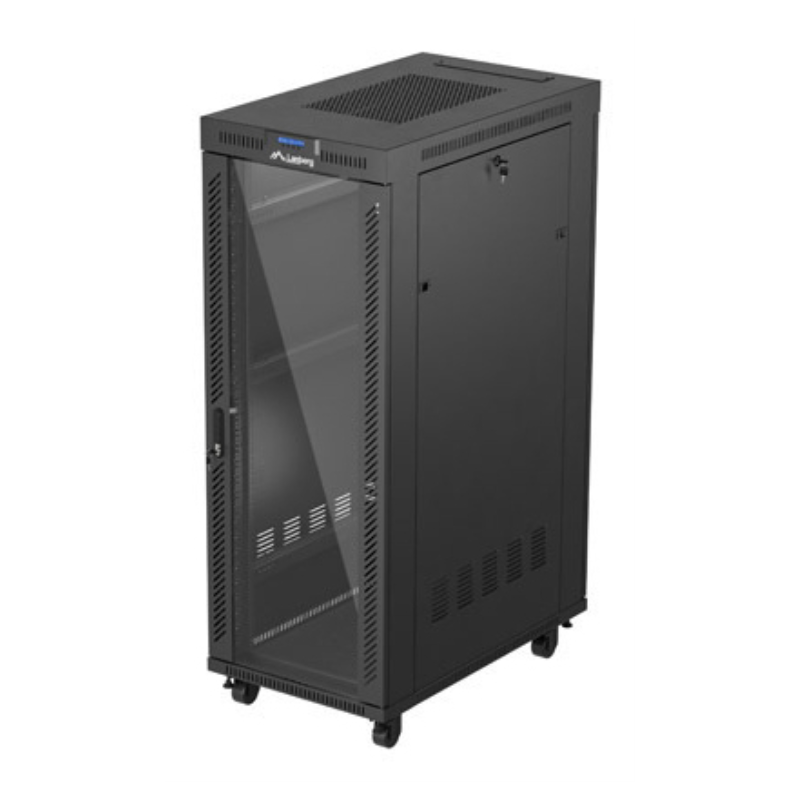 ARMARIO LANBERG RACK 19 32U 600X1000 FLAT PACK PUERTA CRISTAS CON LCD NEGRO