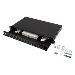 PATCH PANEL LANBERG 1U 19 FIBRA OPTICA 24 PTS SC DUPLEX O 24 LC QUAD BKACC