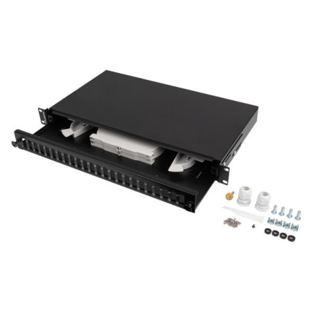 PATCH PANEL LANBERG 1U 19 FIBRA OPTICA 24 PTS SC DUPLEX O 24 LC QUAD BKACC