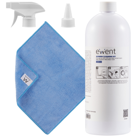 EWENT KIT DE LIMPIEZA DE PANTALLAS 1000ML CON PANO MICROFIBRA 30X30CM